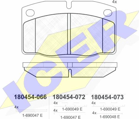 Icer 180454 - Комплект спирачно феродо, дискови спирачки vvparts.bg