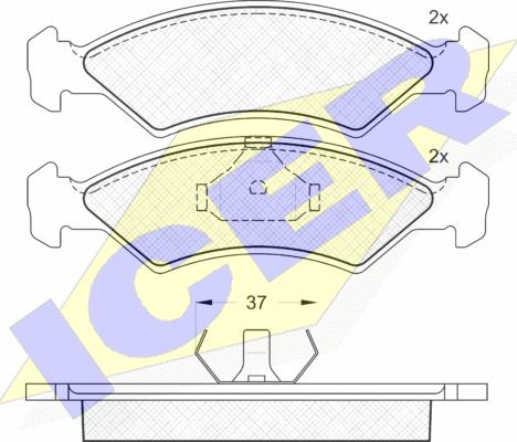 Icer 180451 - Комплект спирачно феродо, дискови спирачки vvparts.bg