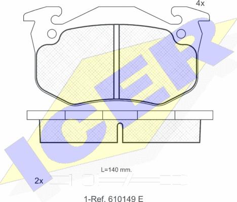 Icer 180457 - Комплект спирачно феродо, дискови спирачки vvparts.bg