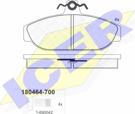 Icer 180464-700 - Комплект спирачно феродо, дискови спирачки vvparts.bg