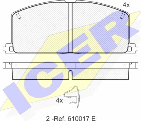 Icer 180462 - Комплект спирачно феродо, дискови спирачки vvparts.bg