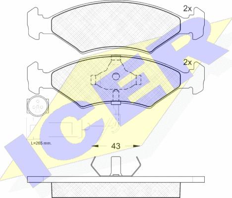 Icer 180410 - Комплект спирачно феродо, дискови спирачки vvparts.bg