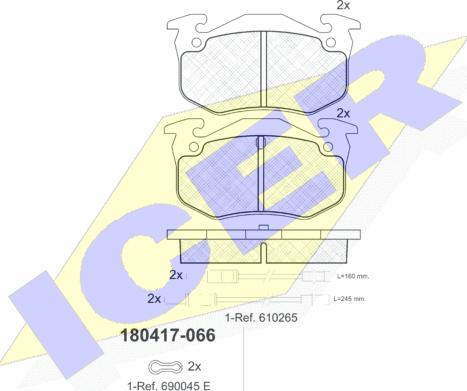 Icer 180417 - Комплект спирачно феродо, дискови спирачки vvparts.bg