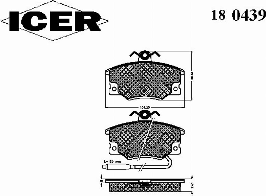 Icer 180439 - Комплект спирачно феродо, дискови спирачки vvparts.bg