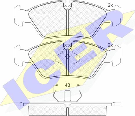 Icer 180423 - Комплект спирачно феродо, дискови спирачки vvparts.bg