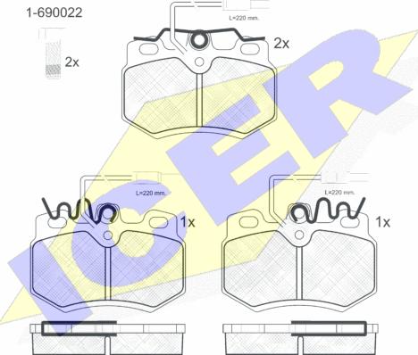 Icer 180553-203 - Комплект спирачно феродо, дискови спирачки vvparts.bg