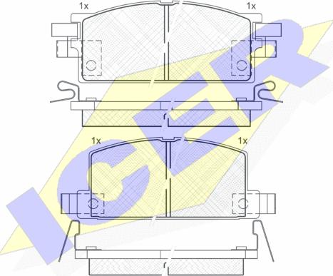 Icer 180504 - Комплект спирачно феродо, дискови спирачки vvparts.bg