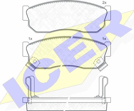 Icer 180519 - Комплект спирачно феродо, дискови спирачки vvparts.bg