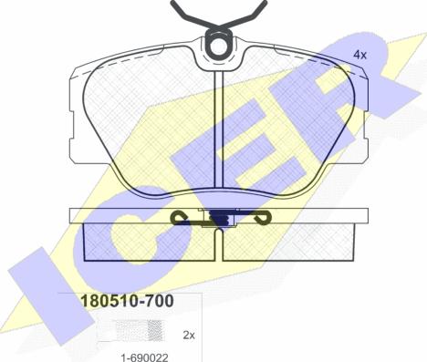 Icer 180510-700 - Комплект спирачно феродо, дискови спирачки vvparts.bg