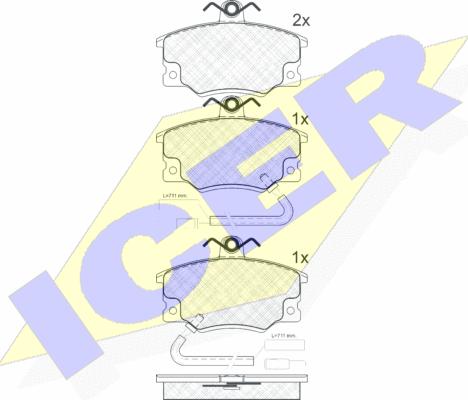 Icer 180660 - Комплект спирачно феродо, дискови спирачки vvparts.bg