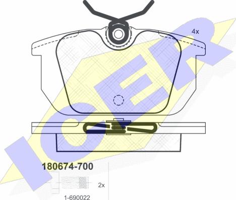 Icer 180674-700 - Комплект спирачно феродо, дискови спирачки vvparts.bg