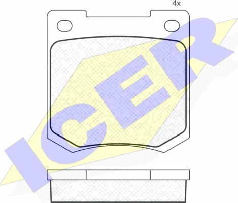 Icer 180044 - Комплект спирачно феродо, дискови спирачки vvparts.bg