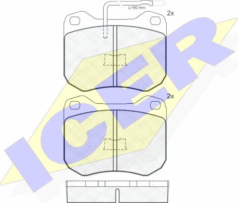 Icer 180198 - Комплект спирачно феродо, дискови спирачки vvparts.bg