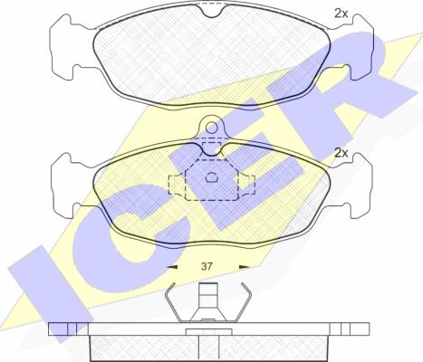 Icer 180858 - Комплект спирачно феродо, дискови спирачки vvparts.bg