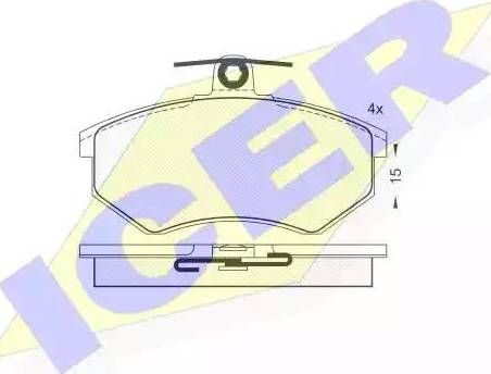 Icer 180809 - Комплект спирачно феродо, дискови спирачки vvparts.bg