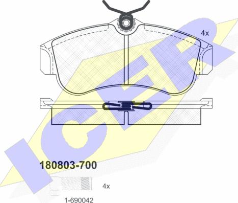 Icer 180803-700 - Комплект спирачно феродо, дискови спирачки vvparts.bg