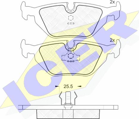Icer 180802 - Комплект спирачно феродо, дискови спирачки vvparts.bg