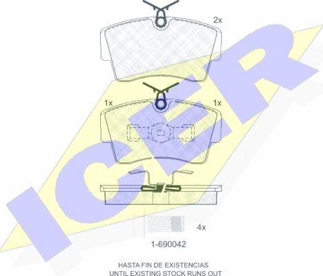 Icer 180815-700 - Комплект спирачно феродо, дискови спирачки vvparts.bg