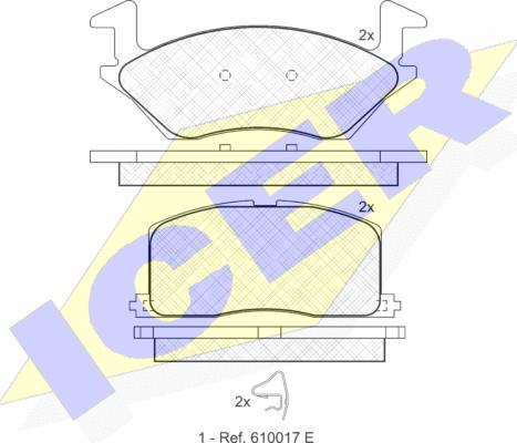 Icer 180888 - Комплект спирачно феродо, дискови спирачки vvparts.bg