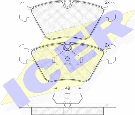 Icer 180883 - Комплект спирачно феродо, дискови спирачки vvparts.bg