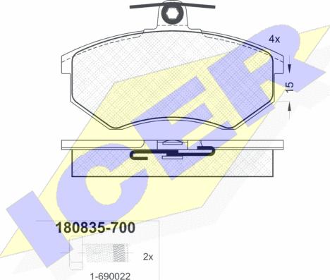 Icer 180835-700 - Комплект спирачно феродо, дискови спирачки vvparts.bg