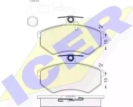 Icer 180836 - Комплект спирачно феродо, дискови спирачки vvparts.bg