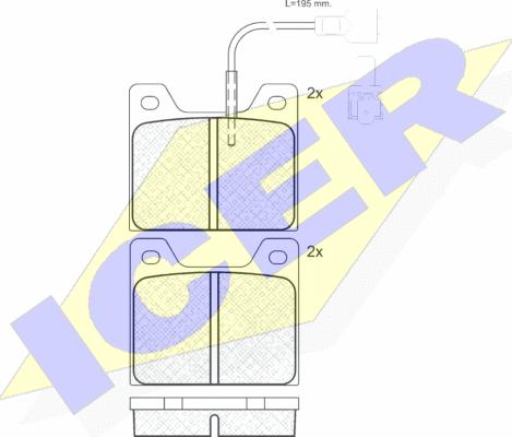 Icer 180244 - Комплект спирачно феродо, дискови спирачки vvparts.bg