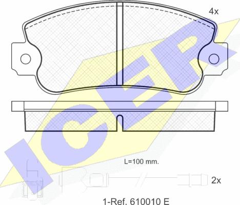 Icer 180251 - Комплект спирачно феродо, дискови спирачки vvparts.bg