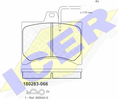 Icer 180283 - Комплект спирачно феродо, дискови спирачки vvparts.bg