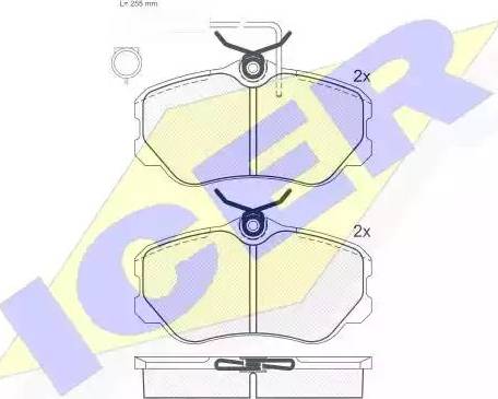 Icer 180742 - Комплект спирачно феродо, дискови спирачки vvparts.bg