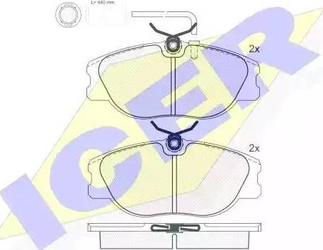 Icer 180761 - Комплект спирачно феродо, дискови спирачки vvparts.bg