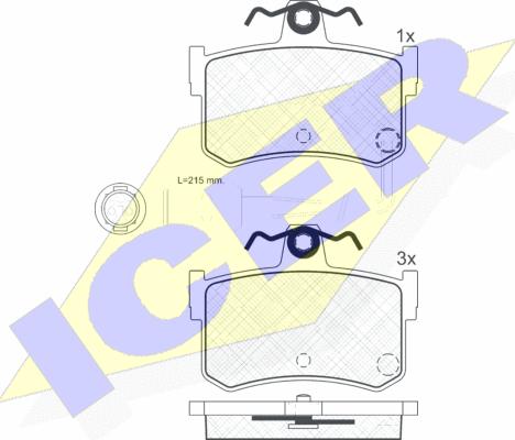 Icer 180703 - Комплект спирачно феродо, дискови спирачки vvparts.bg