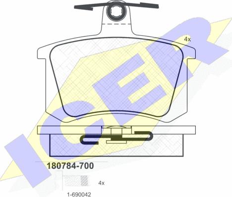 Icer 180784-700 - Комплект спирачно феродо, дискови спирачки vvparts.bg