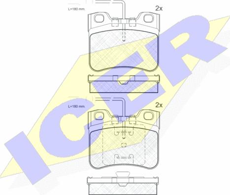 Icer 180788 - Комплект спирачно феродо, дискови спирачки vvparts.bg