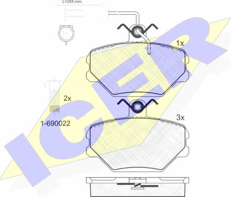 Icer 180729-203 - Комплект спирачно феродо, дискови спирачки vvparts.bg