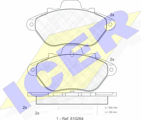 Icer 180779 - Комплект спирачно феродо, дискови спирачки vvparts.bg