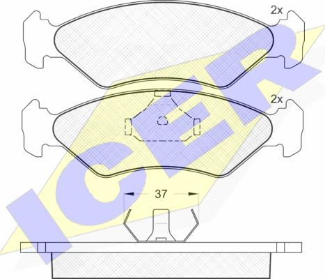 Icer 180776 - Комплект спирачно феродо, дискови спирачки vvparts.bg