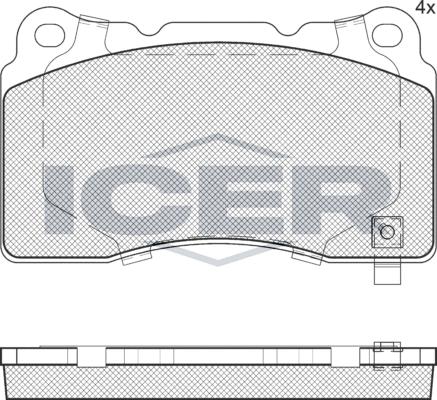 Icer 181990e1 - Комплект спирачно феродо, дискови спирачки vvparts.bg