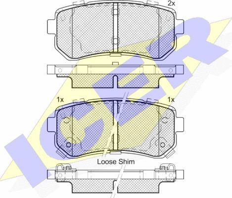 Icer 181955 - Комплект спирачно феродо, дискови спирачки vvparts.bg