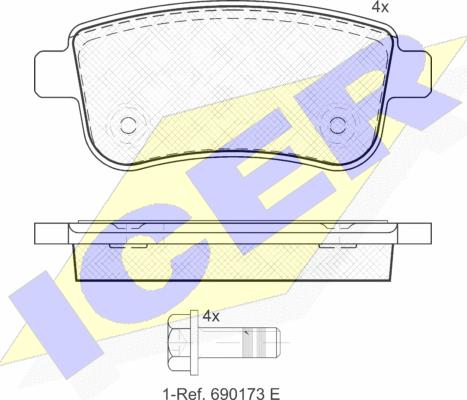 Icer 181904 - Комплект спирачно феродо, дискови спирачки vvparts.bg