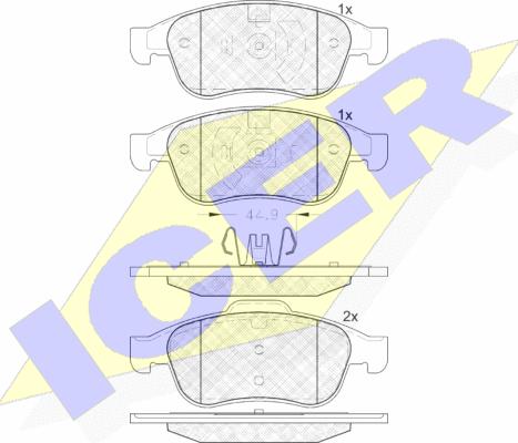 Icer 181915 - Комплект спирачно феродо, дискови спирачки vvparts.bg