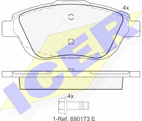 Icer 181925 - Комплект спирачно феродо, дискови спирачки vvparts.bg