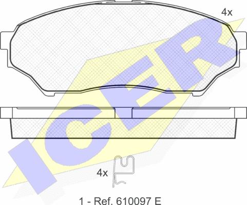 Icer 181443 - Комплект спирачно феродо, дискови спирачки vvparts.bg