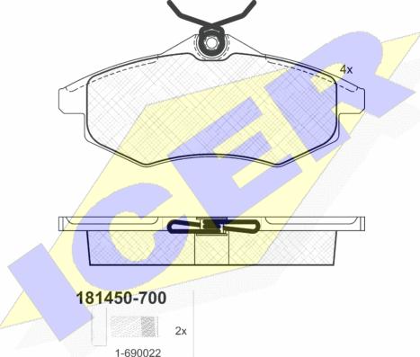 Icer 181450-700 - Комплект спирачно феродо, дискови спирачки vvparts.bg