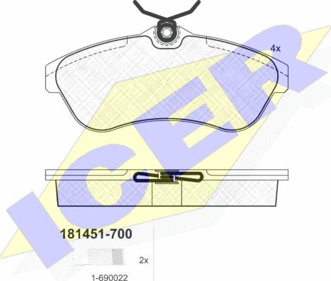 Icer 181451-700 - Комплект спирачно феродо, дискови спирачки vvparts.bg