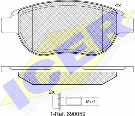 Icer 181429-400 - Комплект спирачно феродо, дискови спирачки vvparts.bg