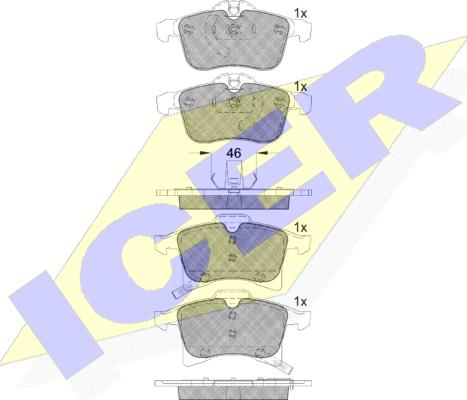 Icer 181592 - Комплект спирачно феродо, дискови спирачки vvparts.bg