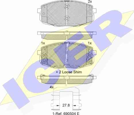 Icer 181540-208 - Комплект спирачно феродо, дискови спирачки vvparts.bg