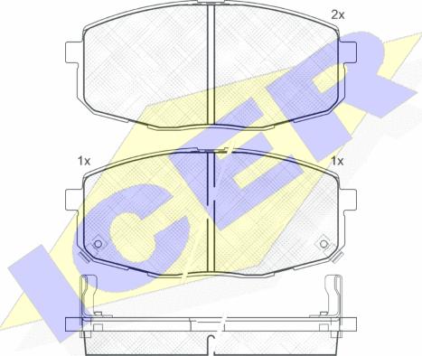 Icer 181540 - Комплект спирачно феродо, дискови спирачки vvparts.bg