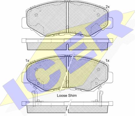 Icer 181558 - Комплект спирачно феродо, дискови спирачки vvparts.bg